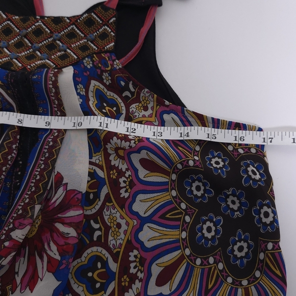 Anthropologie One September Nala Beaded Print Halter Tank Top Black Pink XS - Picture 9 of 10